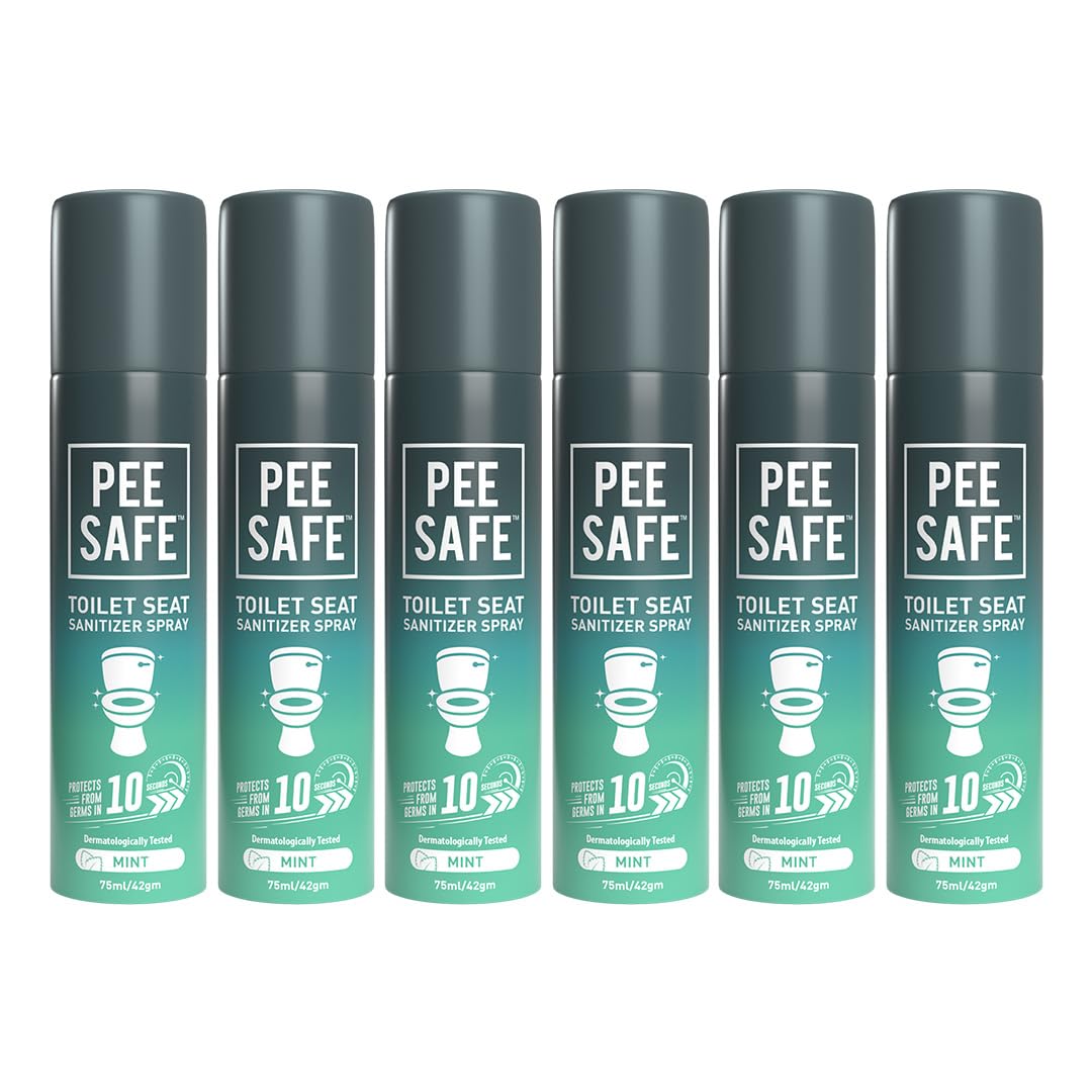 Pee Safe Toilet Seat Sanitizer Spray (75ml - Pack Of 6) - Mint| Reduces The Risk Of UTI & Other Infections | Protects From 99.9% Germs In 10 Seconds & Travel Friendly | Anti Odour, Deodorizer (B015PRELWA) Amazon Price History, Amazon Price Tracker