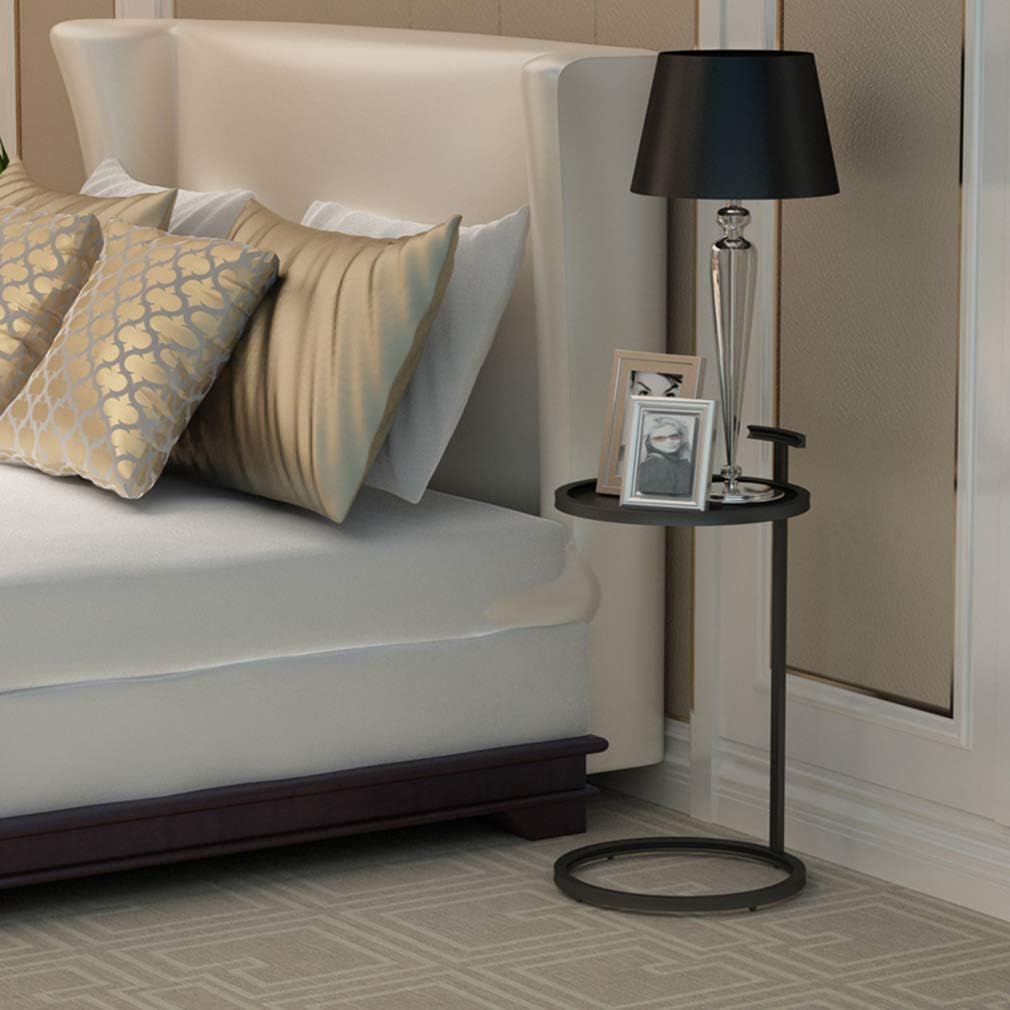 Sofa Side Table Iron Structure, Bedside Table with Stable Base, End Table Height 70cm, Easy to Move, Rounded Corner Design, for Living Room,B