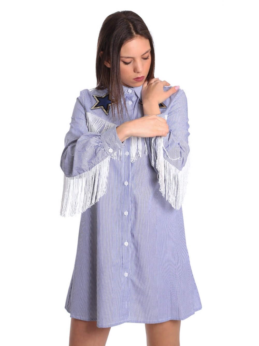 Robe fluide bleu Denny Rose 811DD10018 sublimer silhouette 48