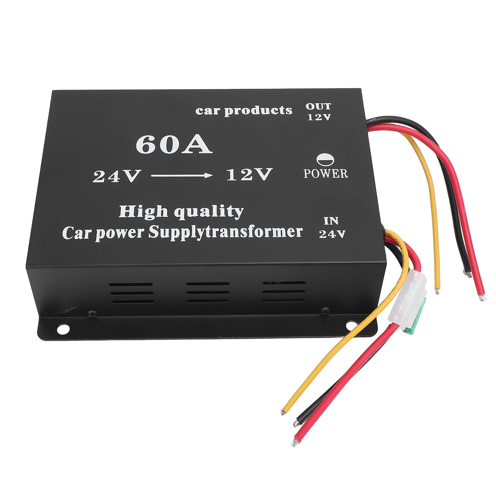 Convertitore di tensione da 24 V a 12 V 600 W 50 A – Adattatore di alimentazione audio per camion e regolatore riduttore per auto, SUV, autobus – Trasformatore step down con (60A)