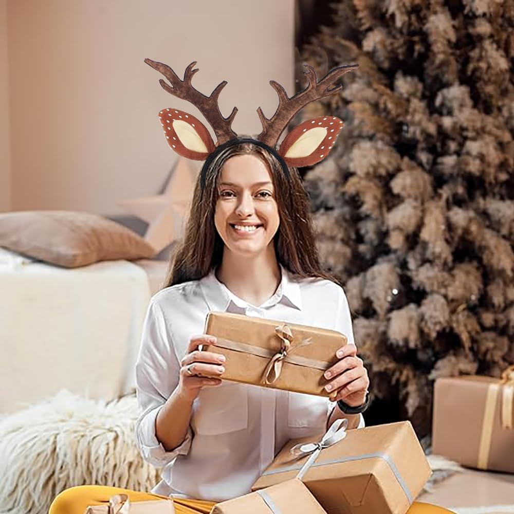 4 Pack Deer Antler Headbands Deer Costume Women's Fawn Horn Headband Reindeer Headband with Antler Ears Animal Cosplay Costume for Halloween Christmas Party Favors - Image 6