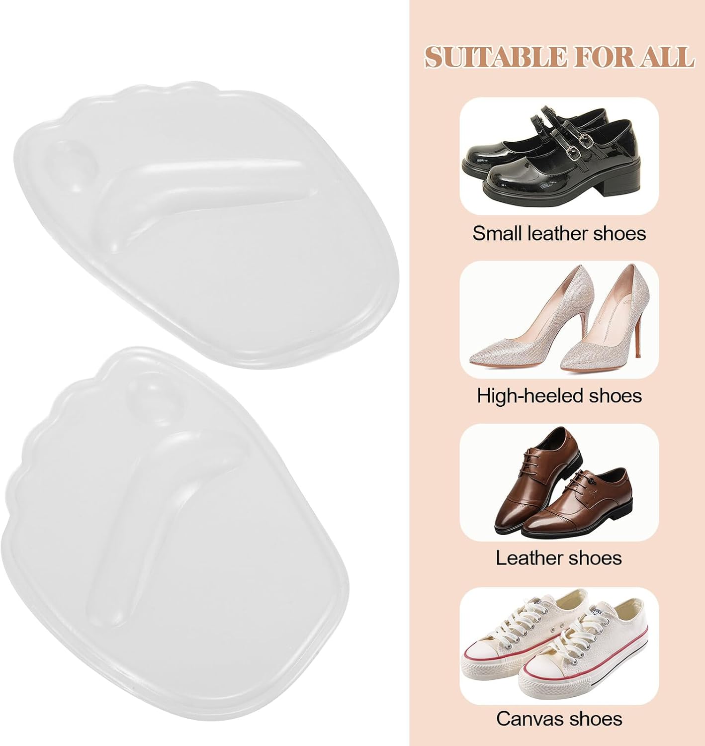 DOITOOL 2 Pcs Gel Foot Cushions for Women, Soft Metatarsal Pads, Relief Ball of Foot Inserts for High Heels and Sandals, Bunion Support Forefoot Gel Insoles