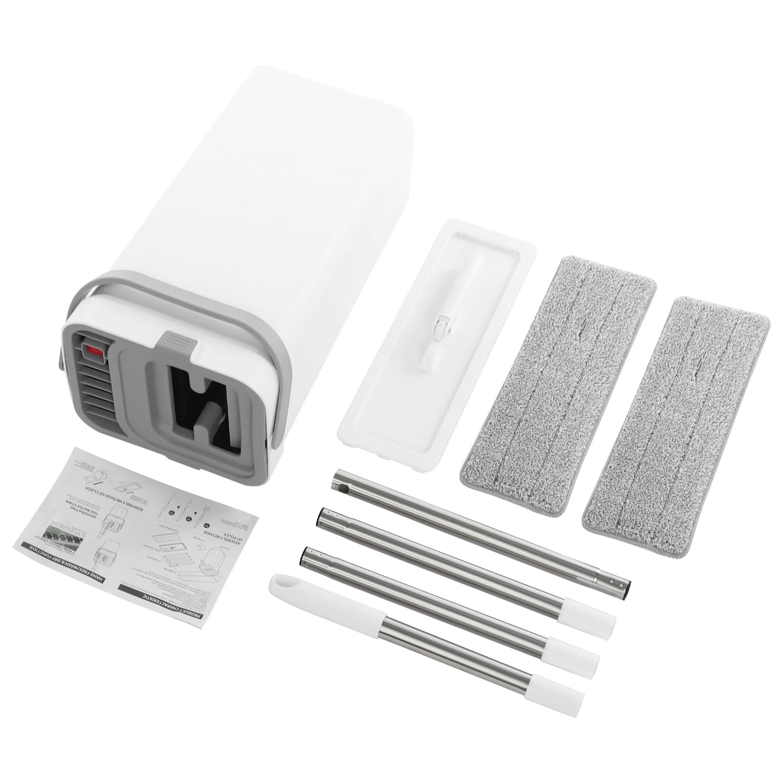 Fregona plana con cubo ABS microfibra giratoria 360° para cocina | Cubo de doble compartimento con rascador flotante, ideal para cocina, baño, paredes y ventanas