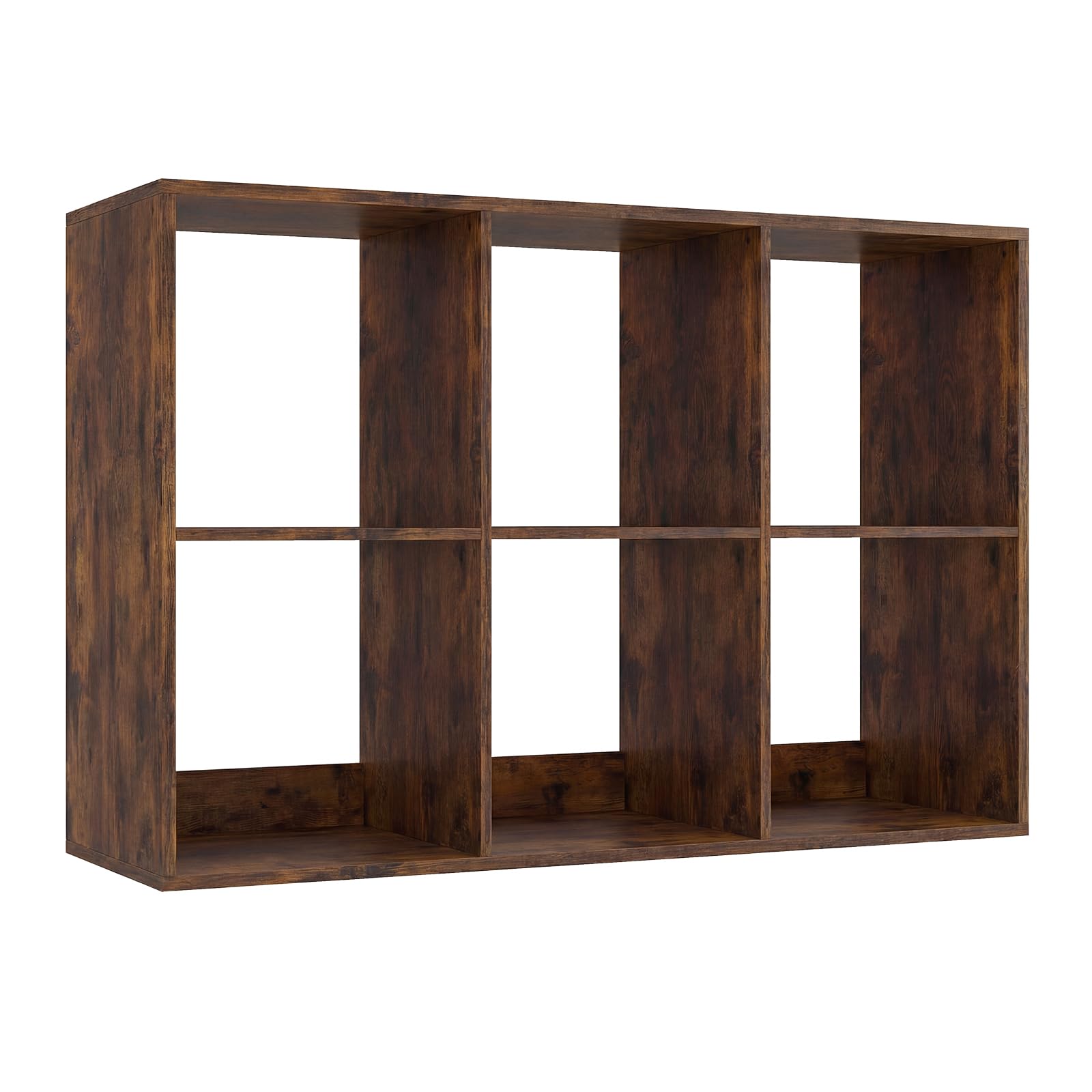 CASART Cube Storage Unit, Open Shelf Bookcase with Anti-Tipping Kits, Modern Compact Display Bookshelf for Living Room Study Office (Brown, 6-Cube: 104 x 33 x 70cm)