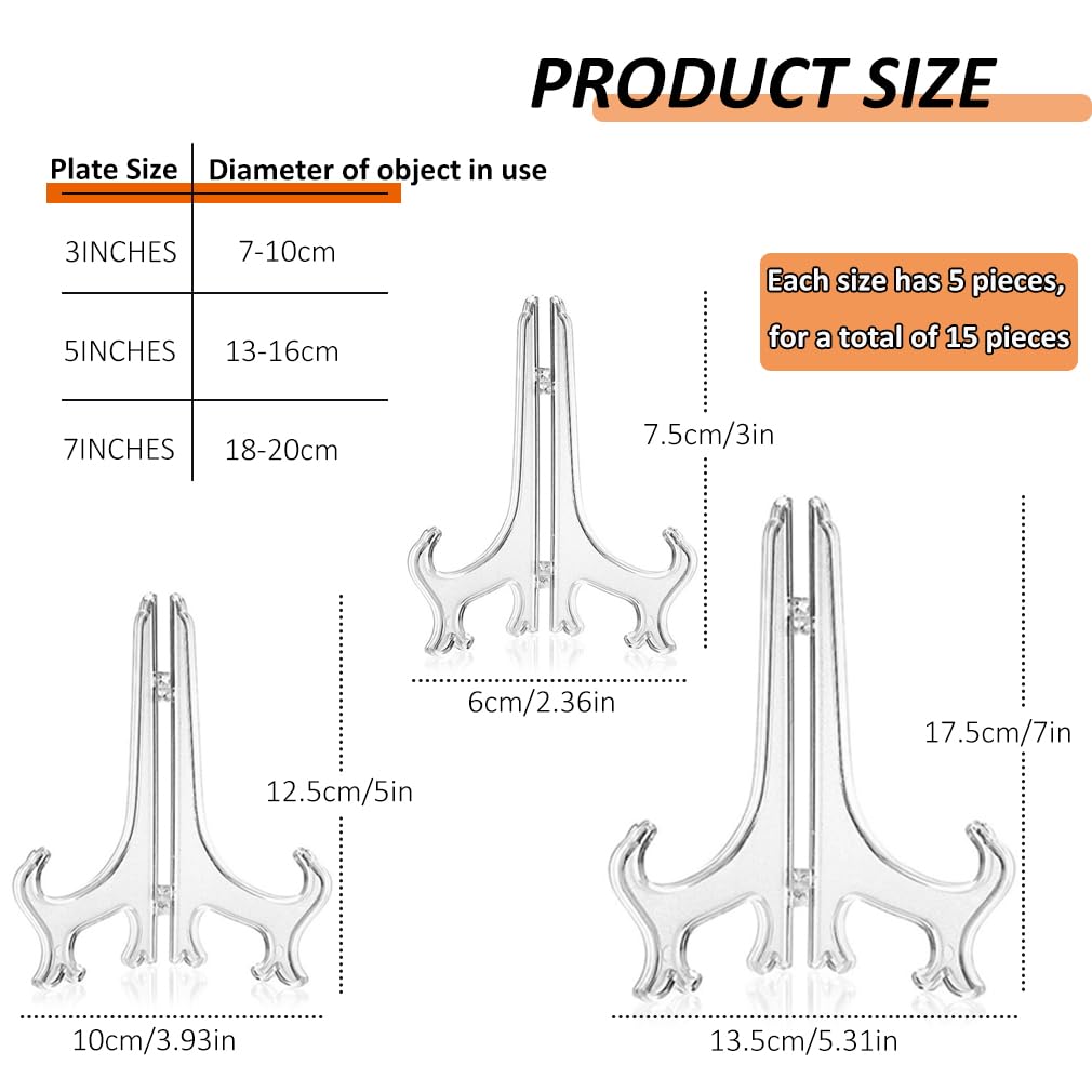 ruitao 15Pack Clear Plastic Easels or Stand / Plate Holders to Display Pictures or Other Items, 3'' - Image 2