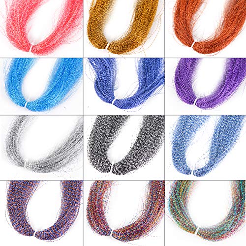 M Maximumcatch Maxcatch Crystal Flash Fly Tying Materials Flashabou Tinsel Fishing Flies Making Kit 12 Colors (Set B) #TOP1