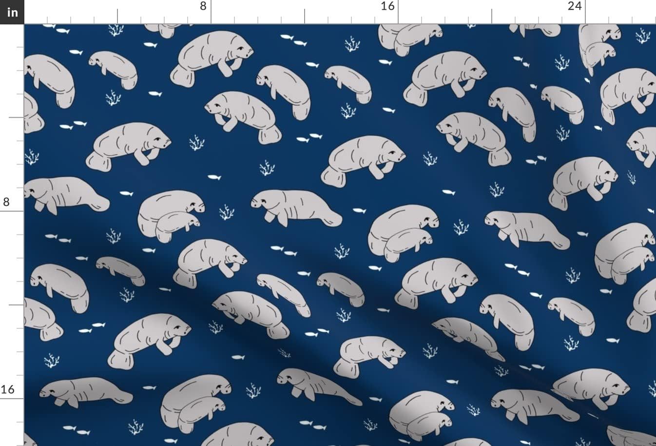 Spoonflower Fabric - Manatee Manatees Animals Navy Florida Nautical Printed on Minky Fabric by The Yard - Sewing Baby Blankets Quilt Backing Plush