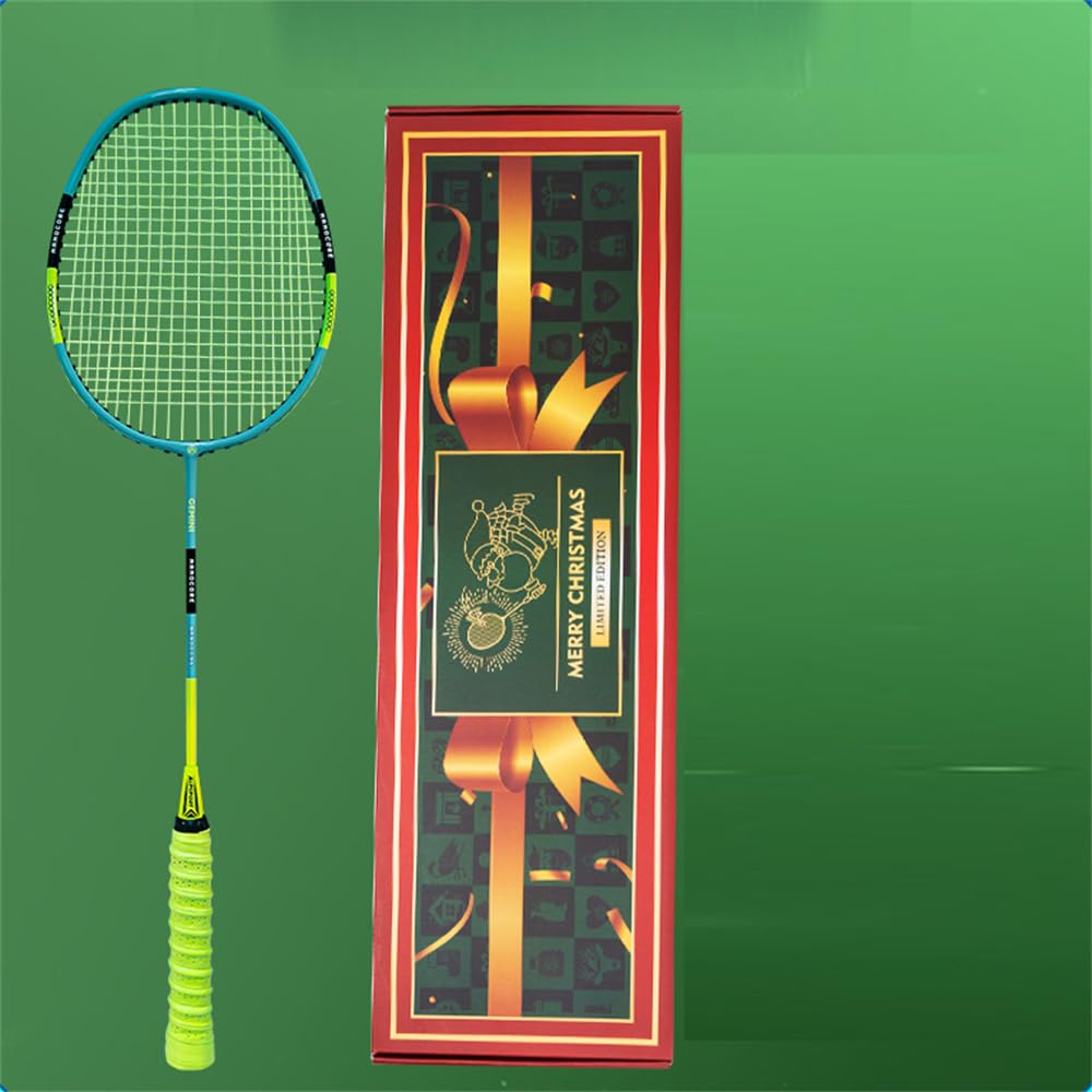 Racchetta da Badminton Ultraleggera in Fibra di Carbonio Fluorescente Flessibile Offensiva Racchetta da Badminton a Tutto Rotondo con Borsa/Scatola Natalizia