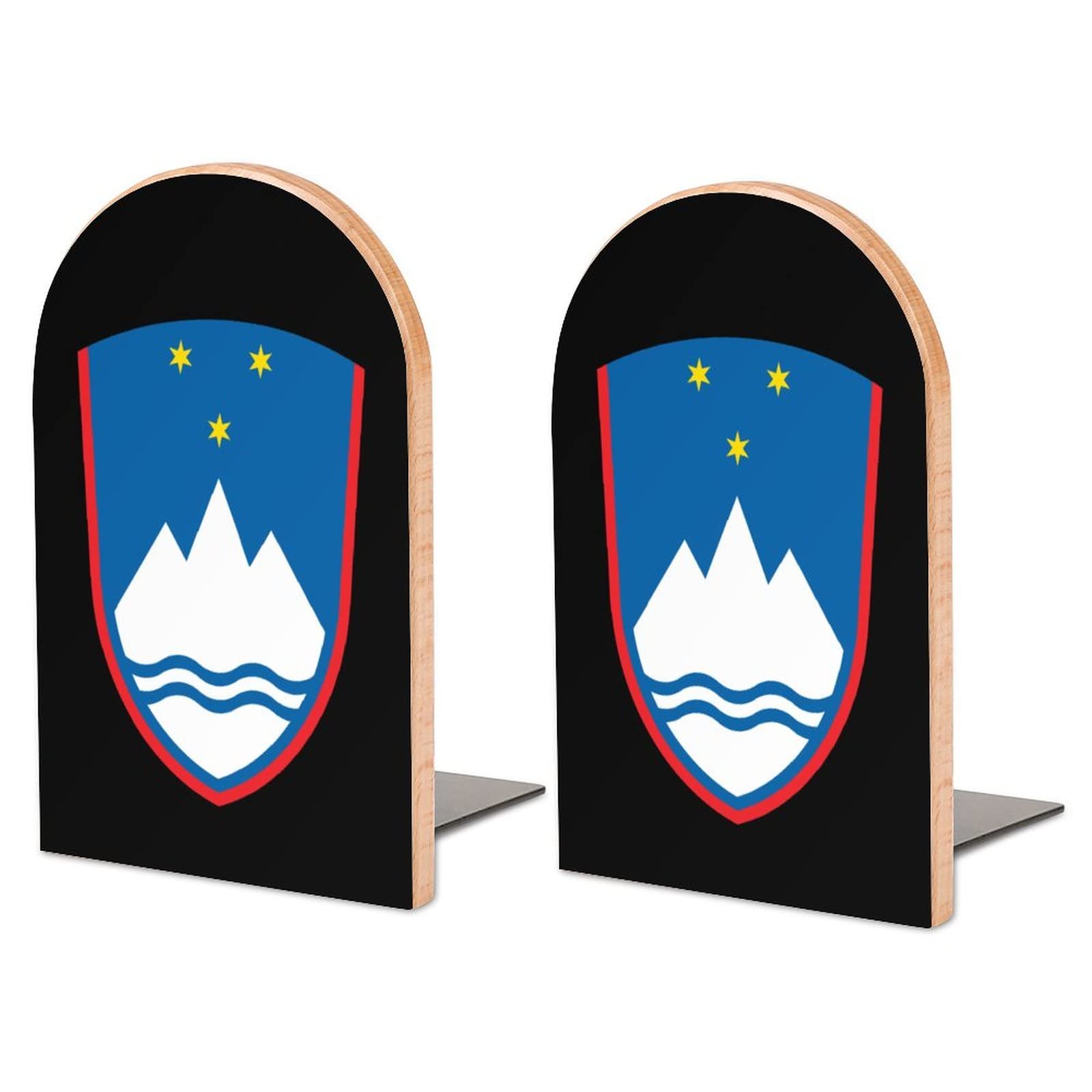 Coat of Arms of Slovenia Bookends Heavy Duty Book Stand 1 Pair for Home Office Shelves Decorative