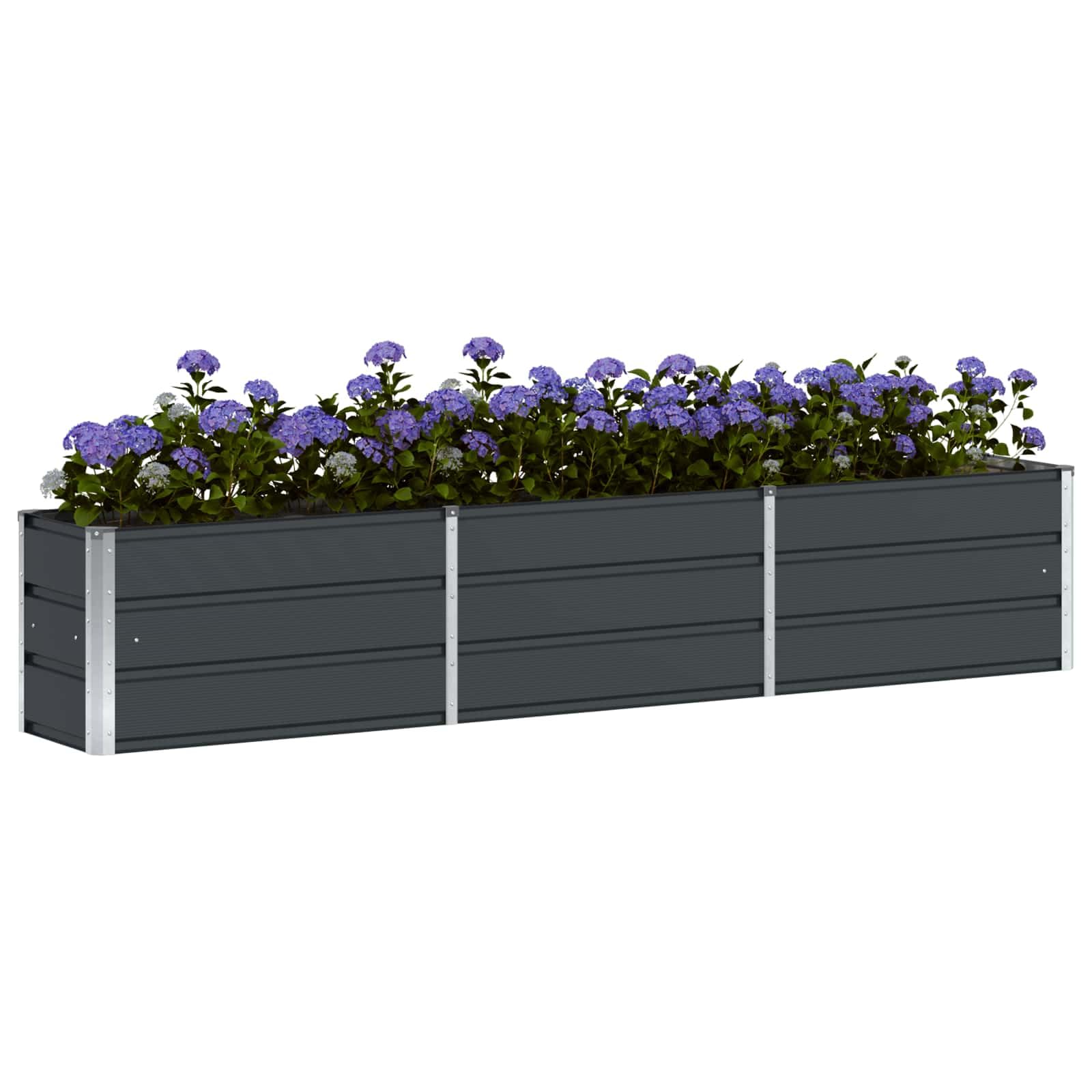 vidaXL Planter Anthracite 240 x 40 x 45 cm Steel, Garden and Terrace Decor, Modern Planter, Durable Steel Plant Stand, Indoor, Outdoor Gardening, Residential Feature, Ornament