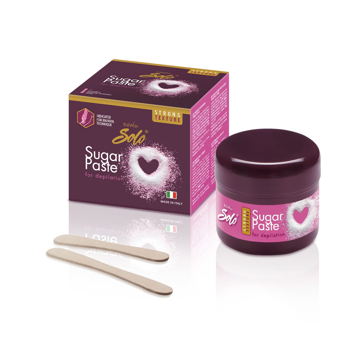 Italwax Solo Sugar paste Wax Kit Strong 180g - Wachskit für Frauen und Männer - Natürliche Formulierung - Zur Haarentfernung am Körper und im brasilianischen Bikini-Bereich zu Hause
