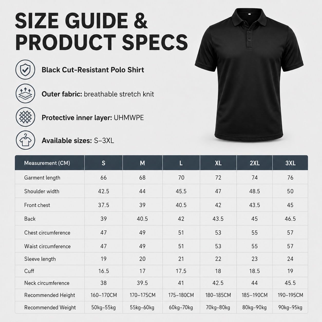 Ropa Resistente a Cortes Y Pinchazos Black-L | Camiseta De Protección De Nivel 5, Chaleco Resistente a Pinchazos, Equipo De Protección Personal Elegante Y Discreto