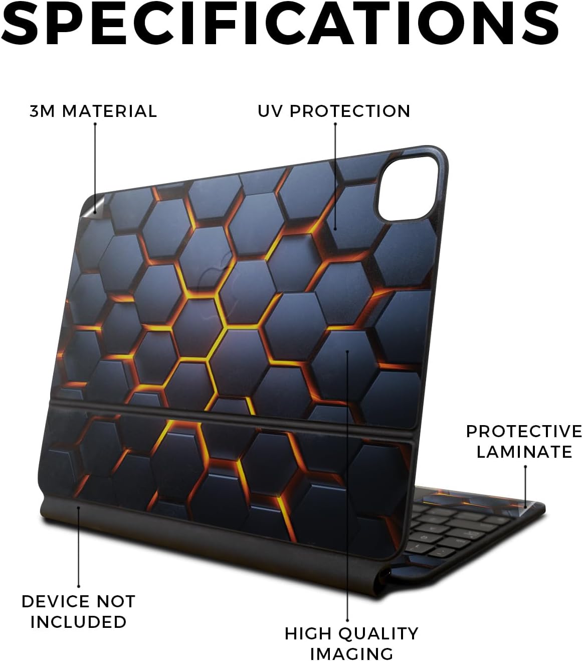 Skin Compatible with Apple Magic Keyboard for iPad Pro 13‑inch (M4) 2024 - Lava Hex - Premium 3M Vinyl Protective Wrap Decal Cover - Easy to Apply | Crafted in The USA by MightySkins