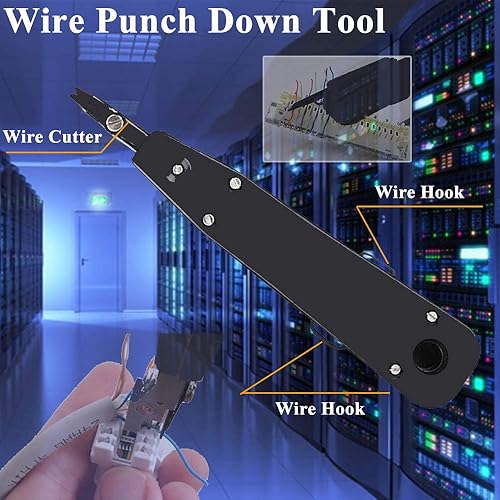 Miniatura 6 de LEATBUY - Kit de herramientas de crimpado RJ45 para RJ11RJ12CAT5CAT6, cortador profesional de conectores de cable, pelacables de red, juego de