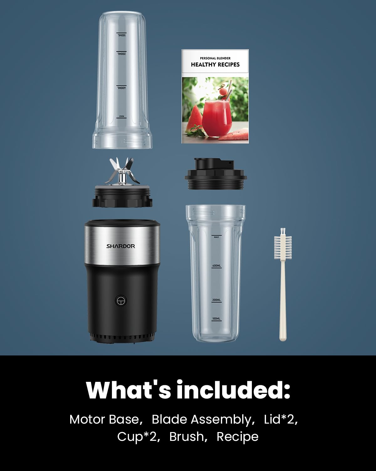 SHARDOR Smoothie Maker, 900W, StandMixer mit 2 * 650ml Flasche, mixer mit Edelstahl 6-Klingen, BPA frei, Smoothies shakes und Säfte mit Rezepte