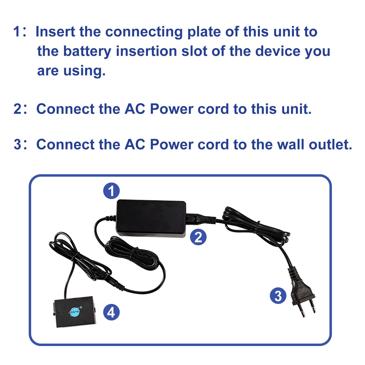 DSTE ACK-E8 AC Fuente de alimentación DR-E8 Kit de batería ficticia Compatible con Canon LP-E8, EOS 550D, 600D