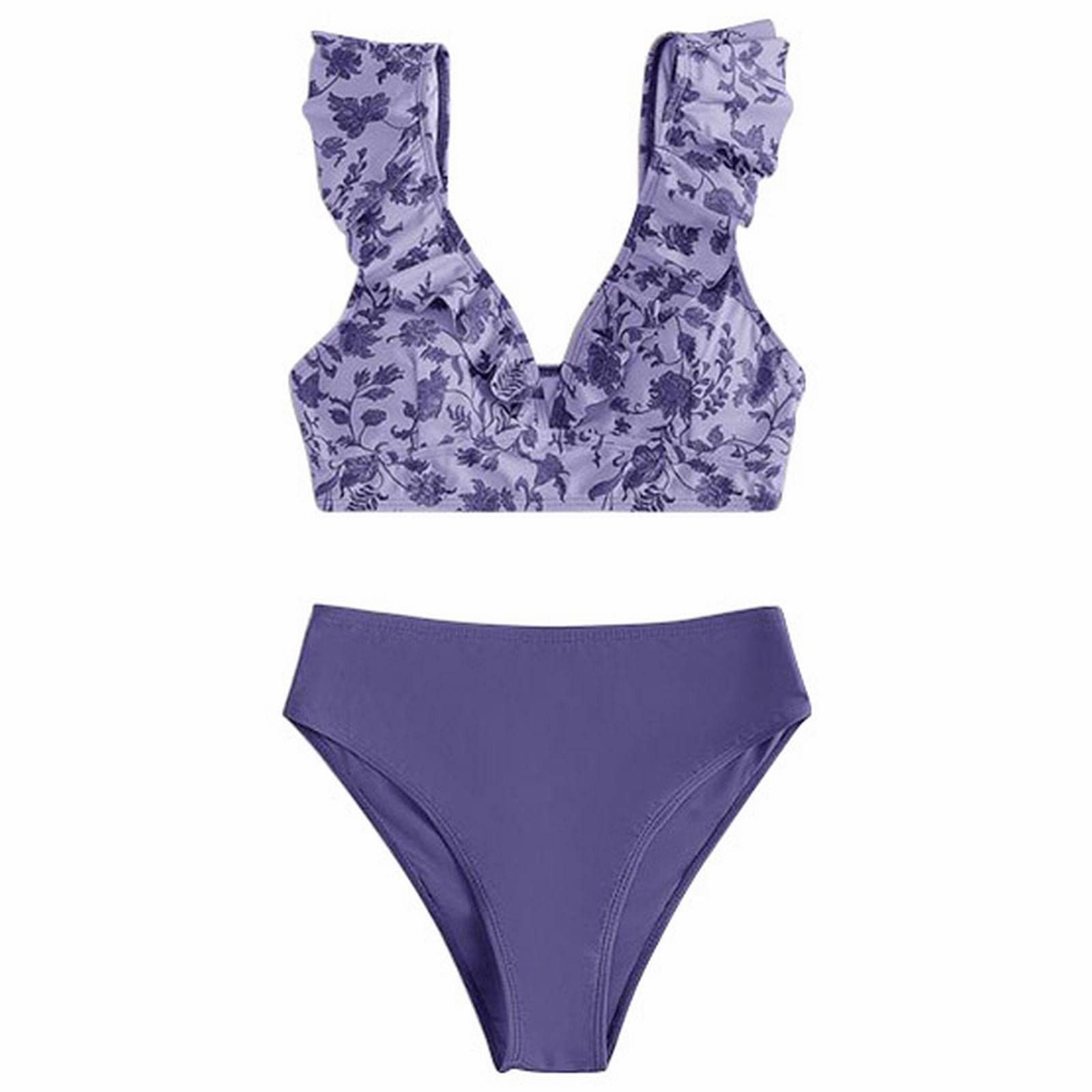 Genérico BañAdor Menstrual NiñA 12 AñOs Conjuntos de Bikini para Mujer, Traje de baño de Dos Piezas de Verano 2023, Traje de baño Triangular con Cuello en V de Cintura Ropa De BañO Reductora