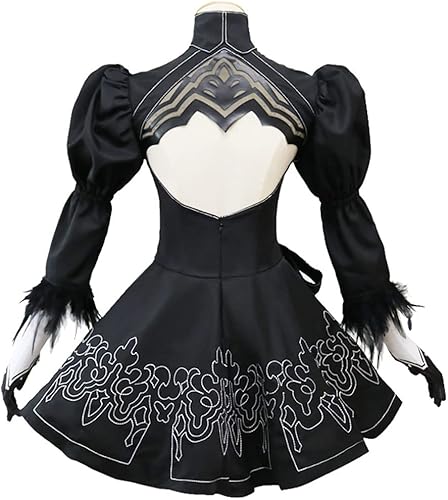 Miniatura 4 de Smehei Yorha - Disfraz de cosplay de los años 9, disfraz de los 9s, vestido negro, conjunto completo para fiesta de disfraces de Halloween