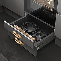 Vista 7 de Westablize 2 Pack 5 Pulgadas 128 mm Manijas de Gabinete Cuadradas de Oro Champán Cepillado con Placa Base, Tiradores de Gabinete de Aluminio