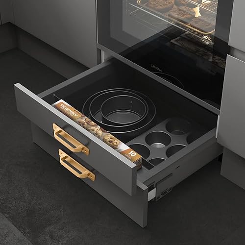 Vista 7 de Westablize 2 Pack 5 Pulgadas 128 mm Manijas de Gabinete Cuadradas de Oro Champán Cepillado con Placa Base, Tiradores de Gabinete de Aluminio