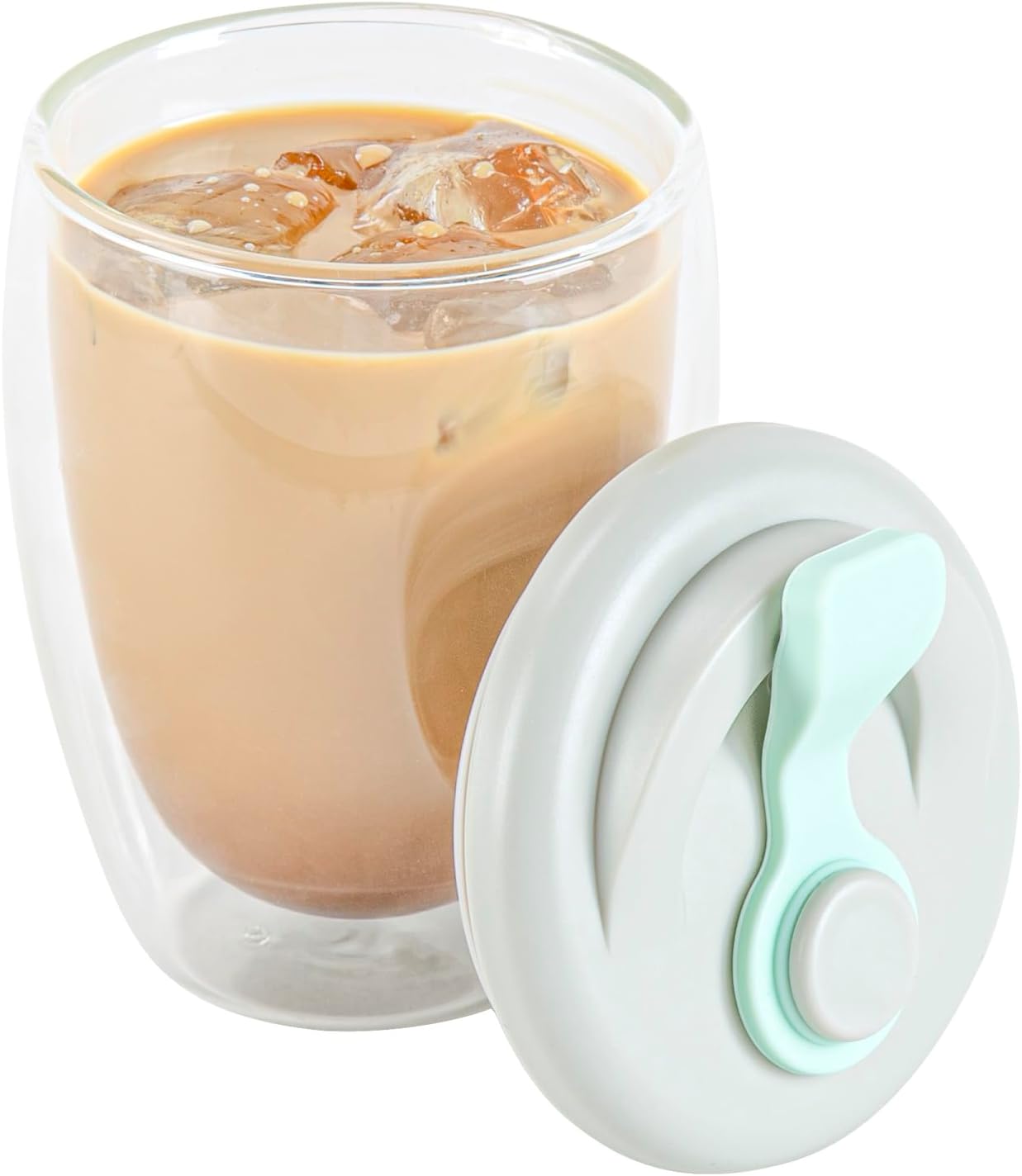 Restaurantware Glass Travel Mug 1 Count 12 Ounce Double Wall Borosilicate Reusable Coffee Cup, Spill-Resistant Gray and Green Silicone Lid, Clear Drinkware Mug for Hot and Cold Beverages - Image 10