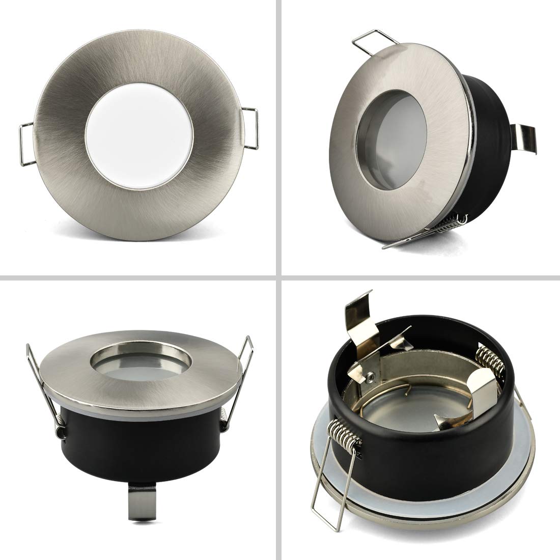 KYOTECH 5x Tondo Cornice per faretto LED da incasso IP65 con attacco GU10, acciaio inox spazzolato, per il bagno soggiorno cucina camera da letto