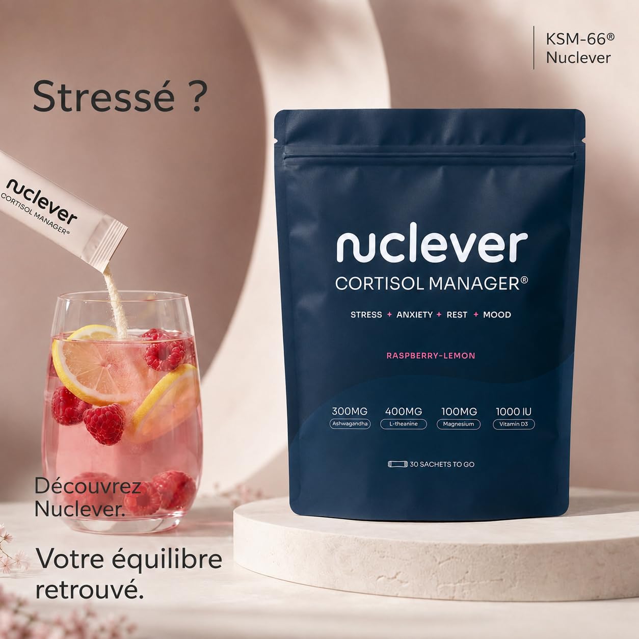 Cortisol Manager Homme – Ashwagandha KSM-66 | Complément Alimentaire Magnésium & Vitamines - Cure 30 Jours - Anti Cortisol Puissant