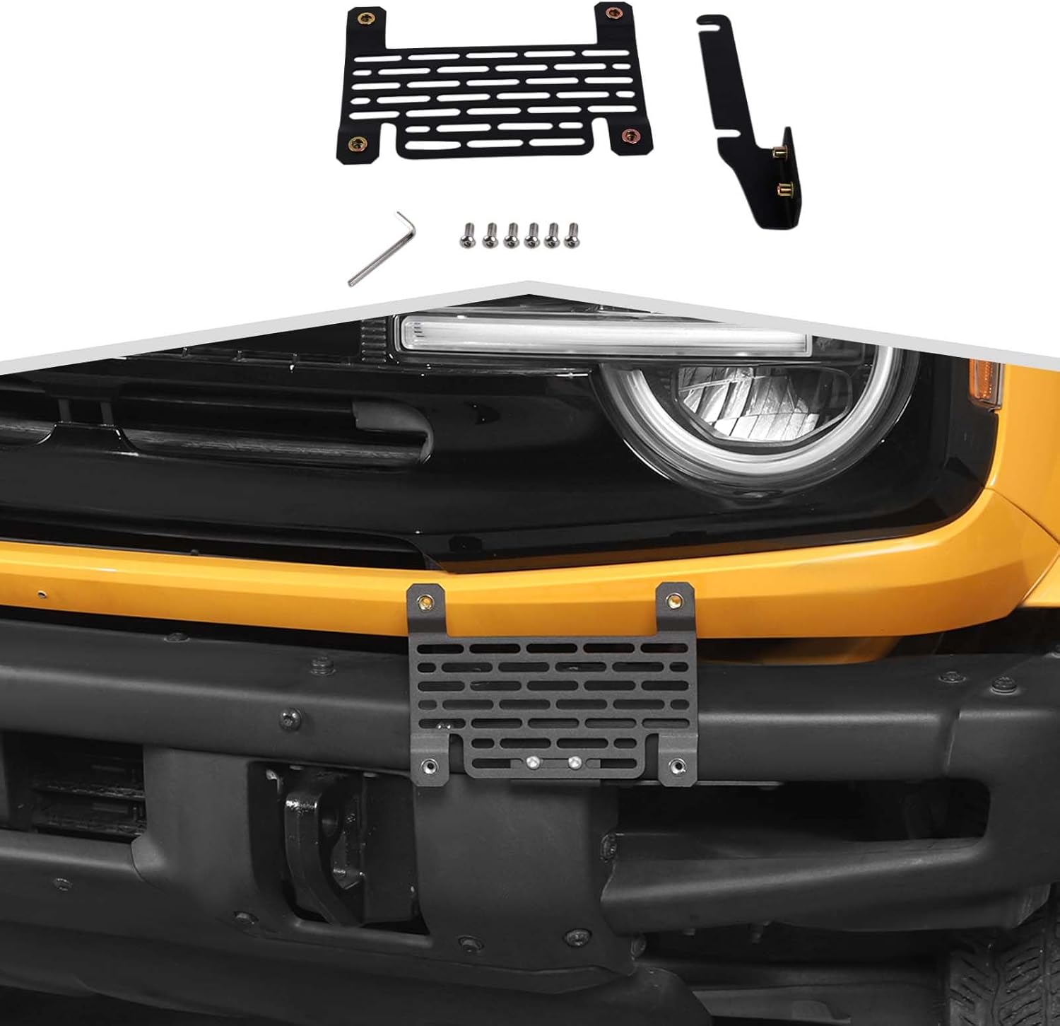 License Plate Holder Front Bumper License Plate Frame Mount Bracket Compatible with Ford Bronco 2021 2022 2023