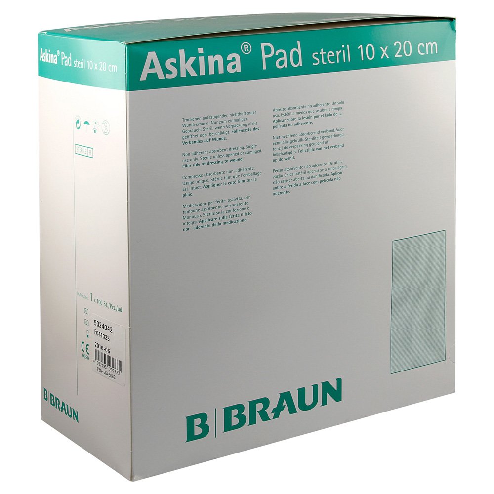 BBraun ASKINA PAD STERIL 10CM X 20CM 100 ST | Packung (100 Stück)