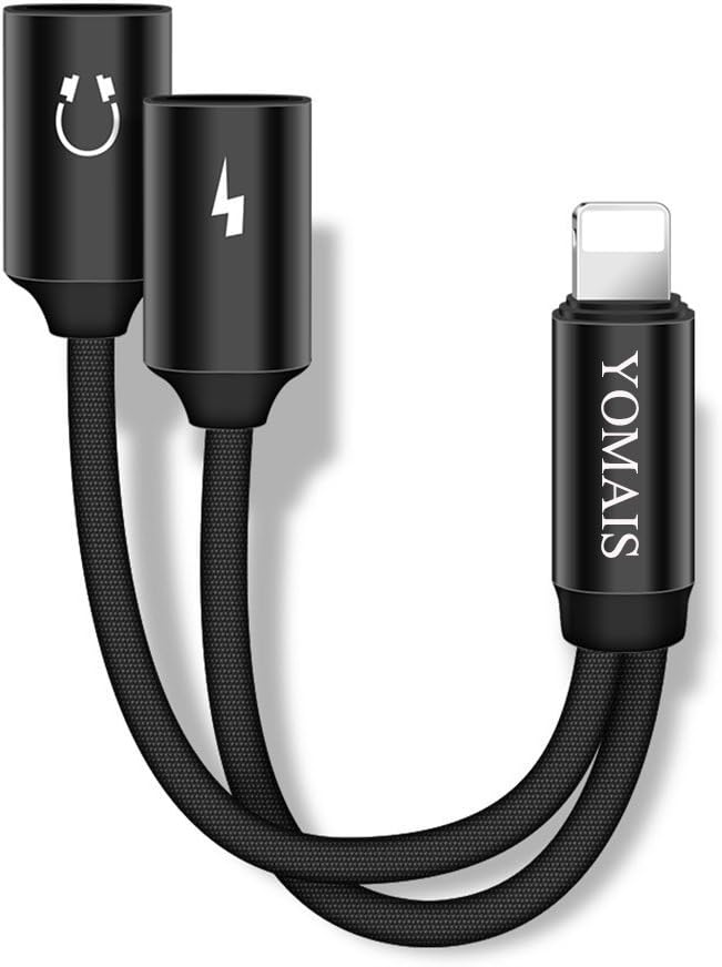 Adapter Compatible with iPhone, Headphone Adapter 3 in 1 with Charging, Calling and Music Function for iPhone 7/7 Plus, iPhone 8 Plus/8, iPhone X, iPhone XR, iPhone XS, iPhone XS Max (Black)