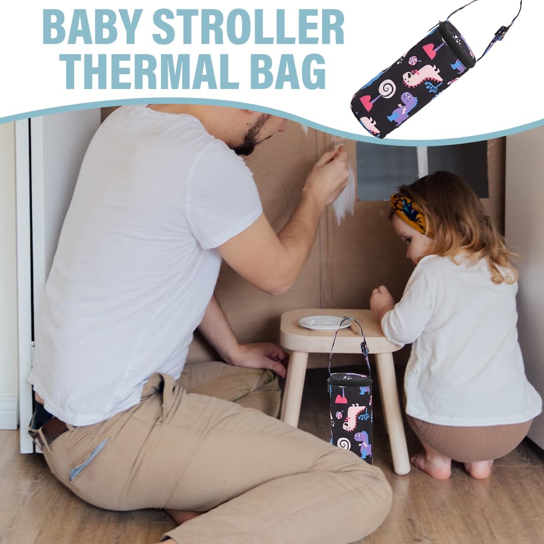 Borsa Isolante per Biberon, Borsa da Viaggio Portatile per il Latte Materno, porta biberon termico appendibile, Borsa termica da appendere con Strato Isolante, per Passeggini da Viaggio
