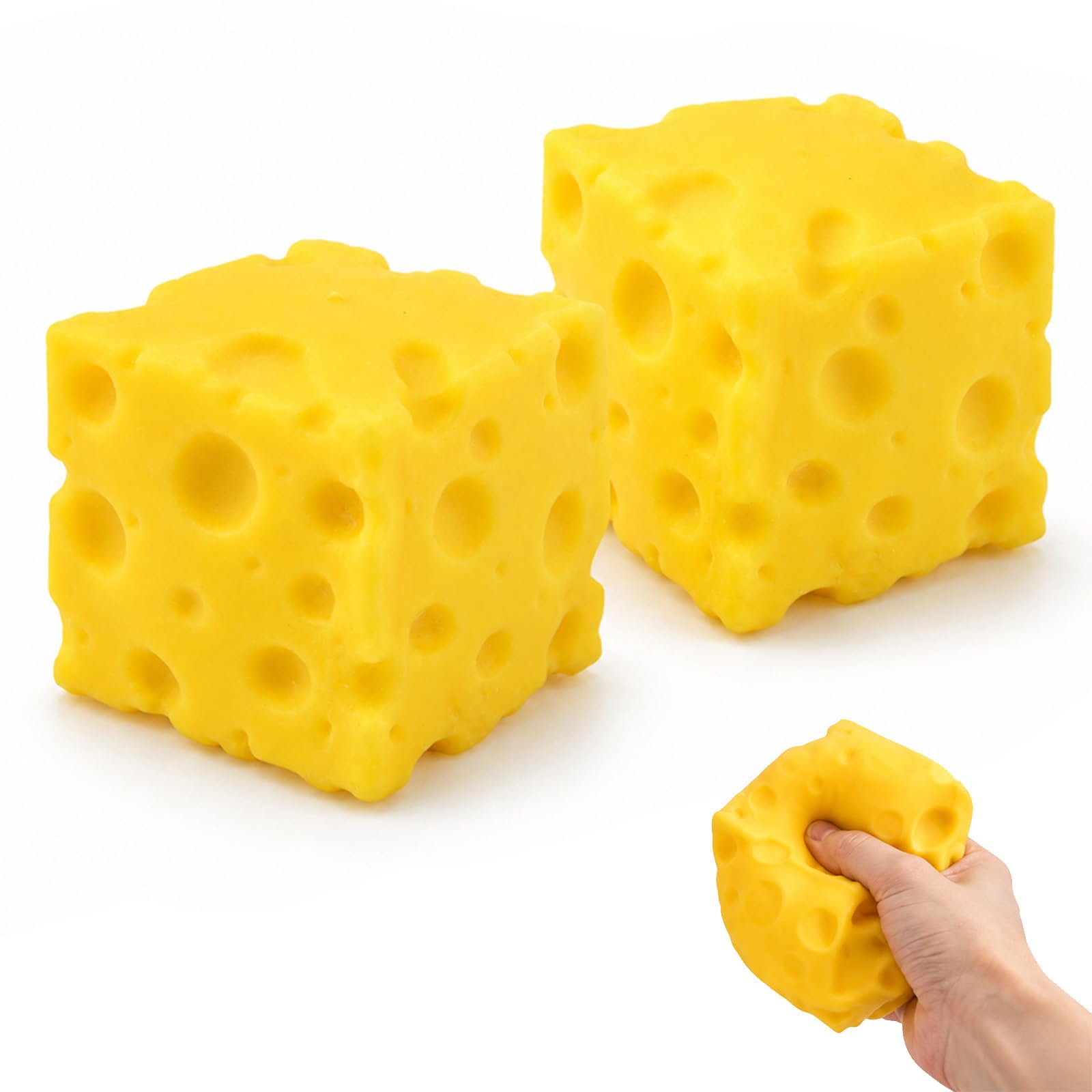 2pcs Cheese Squishy Supplies Soft Fidget Supplies Cheese Shape Cube Item Cute Birthday Gifts for Women Men Home Office for Adults Friends Gifts for Women 5cm Squishy Sensory Item