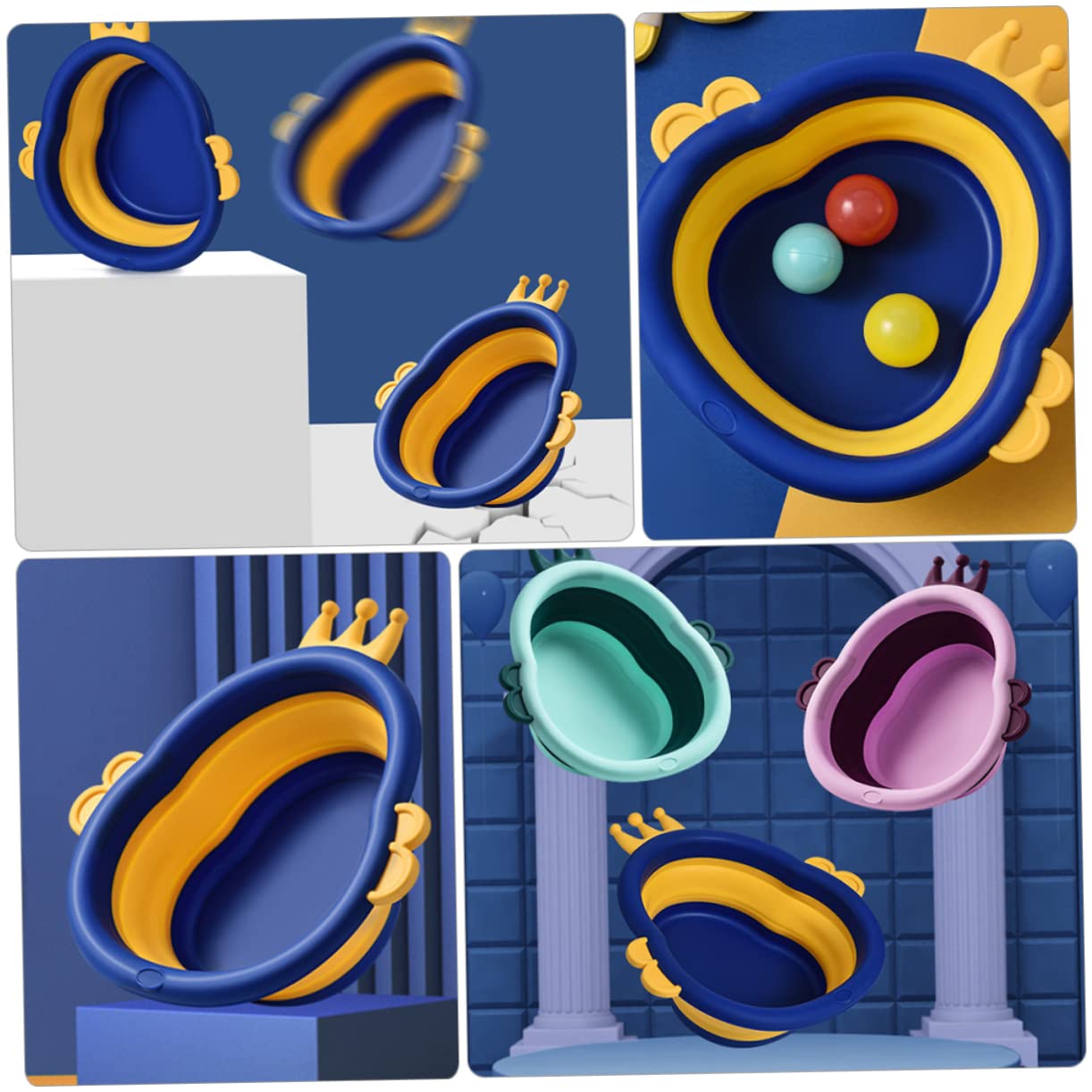 TOYANDONA Foldable Washbasin PP Material Portable Face Basin Cartoon Tub Sturdy Lightweight Wash Tub for Travel and Home Use