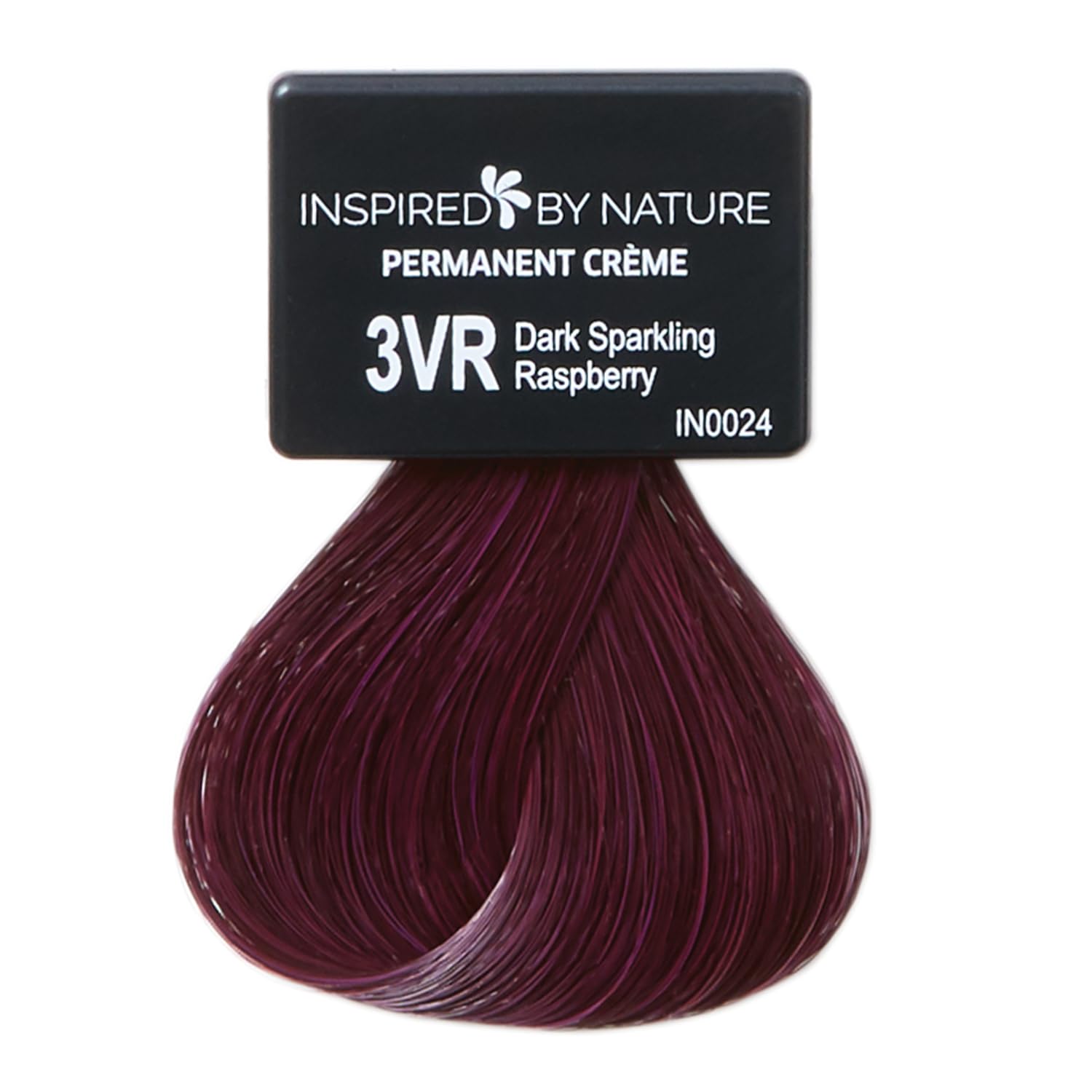 ionInspired By Nature Permanent Hair Color Dark Sparkling Raspberry 3VR, made from 100% naturallyderived polymers, cruelty free, vegan, PPD free, recyclable packaging, 2.05 oz