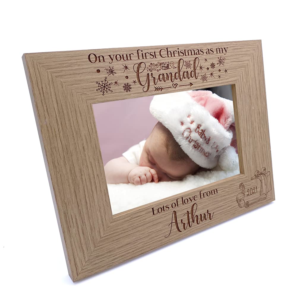 Ukgiftstoreonline Personalised My First Christmas As My Grandad Photo Frame Keepsake (8 X 10 Inch)
