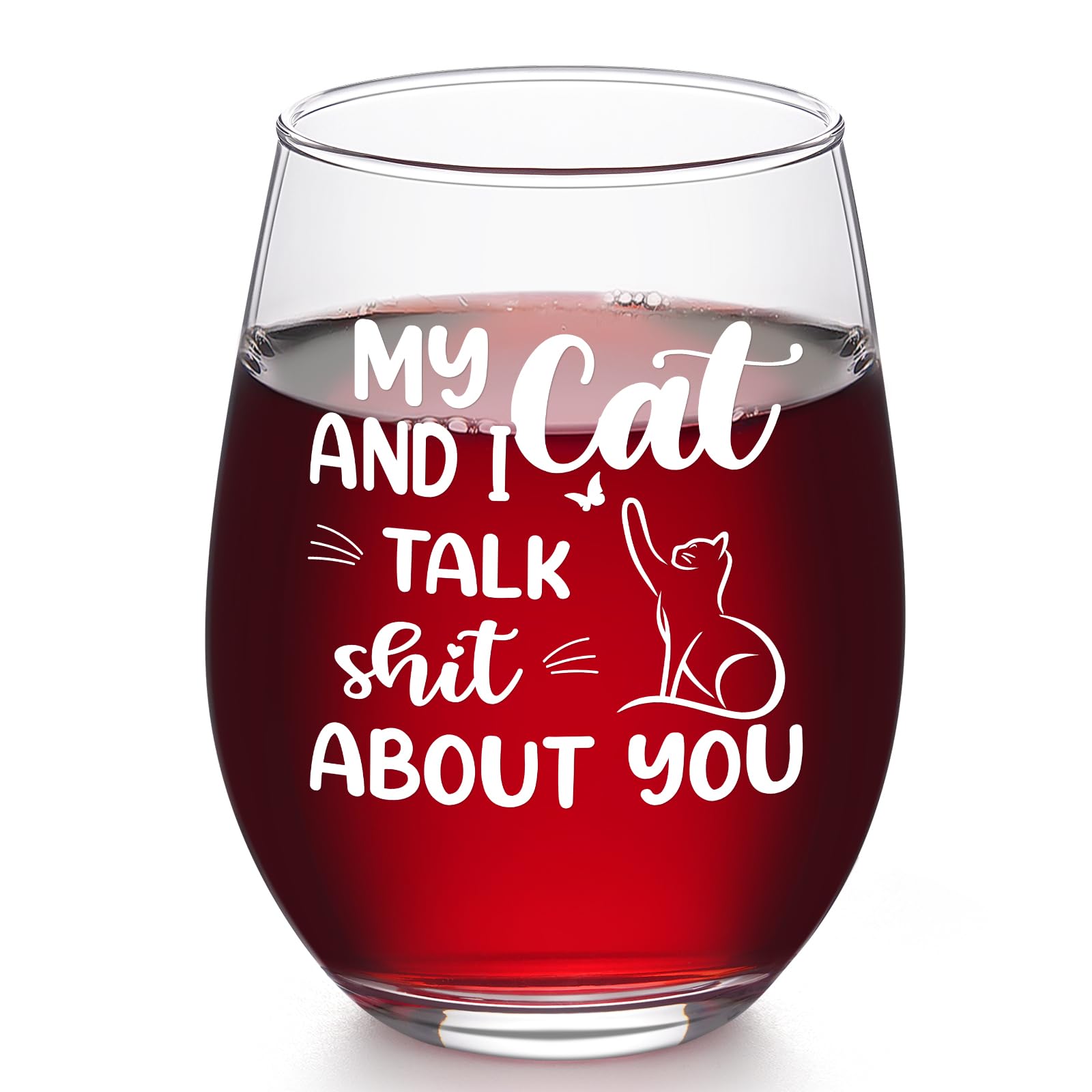 Verre à vin pour amoureux des chats : cadeau femme anniversaire