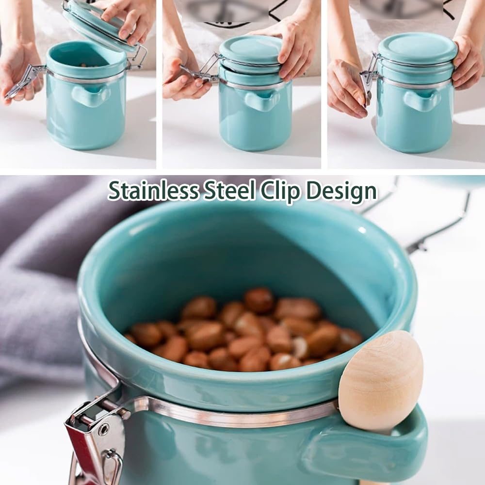Keramik Vorratsdose Mit Deckel Luftdicht Behälter Mit Versiegeltem 650ml 1000ml Küche Behälter Für Tee, Zucker, Kaffee, Bohnen, Nüsse, Gewürze(White,1000ml)
