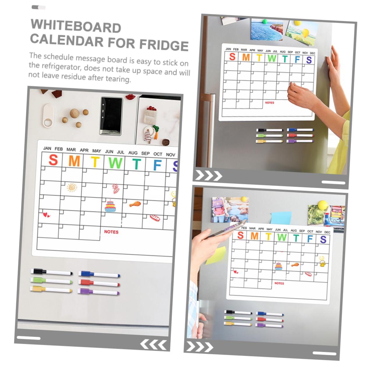 4 Ensembles bloc calendrier mensuel tableau effaçable à sec planche liste tableau effacable tableau effaçable tableau de planification magnétique ustensiles de cuisine coton