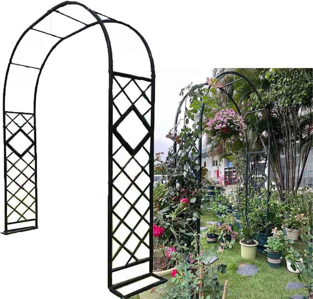 Solidny metalowy łuk ogrodowy – wytrzymała kratka malowana proszkowo do roślin pnących, pergola na róże i winorośle, struktura ogrodowa na zewnątrz, 260 x 230 cm, idealna na wesela i imprezy