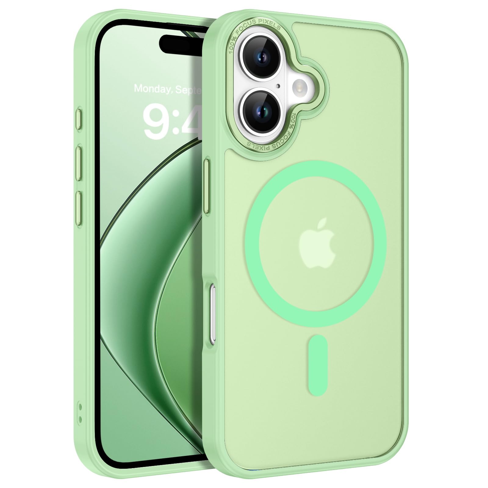 GaoBao Cover per iPhone 17 6.3" [Compatibile con Magsafe] Custodia Opaco Magnetica Sottile e Traslucida, Protezione Antiurto e Antigoccia, Protettiva Anti-Improntaper (Matcha Verde)