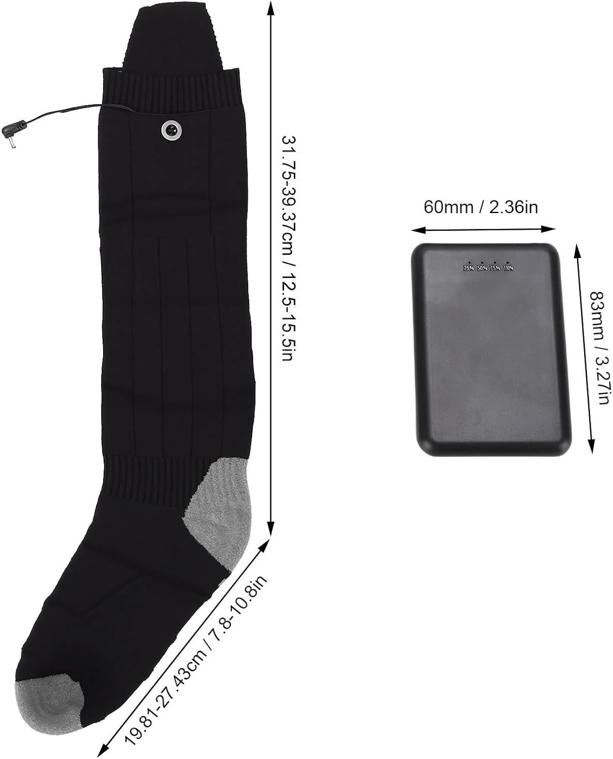 Qinlorgo Heated Socks, Washable Rechargeable Battery Operated Electric Foot Warmers, Warming Socks with 4 Gears, Ideal for Men Women Elderly, Camping, Fishing, Cycling, Skiing, Skating &