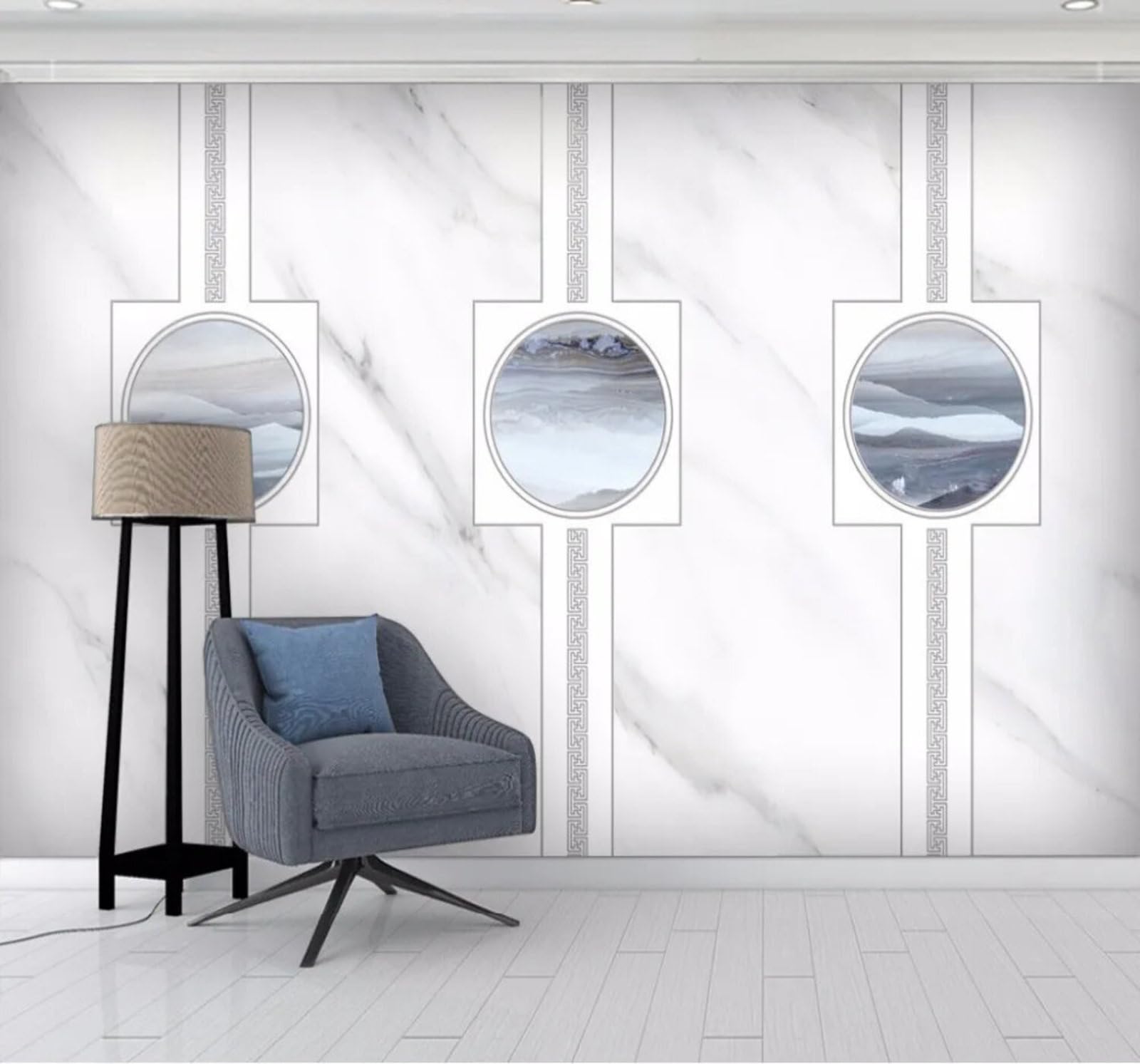 Creative Grey Geometric Texture Marble Effect 3D Wallpaper Easy Install Feature Office Living Room Sofa Bedroom TV Background Wall Decoration-200cm×140cm