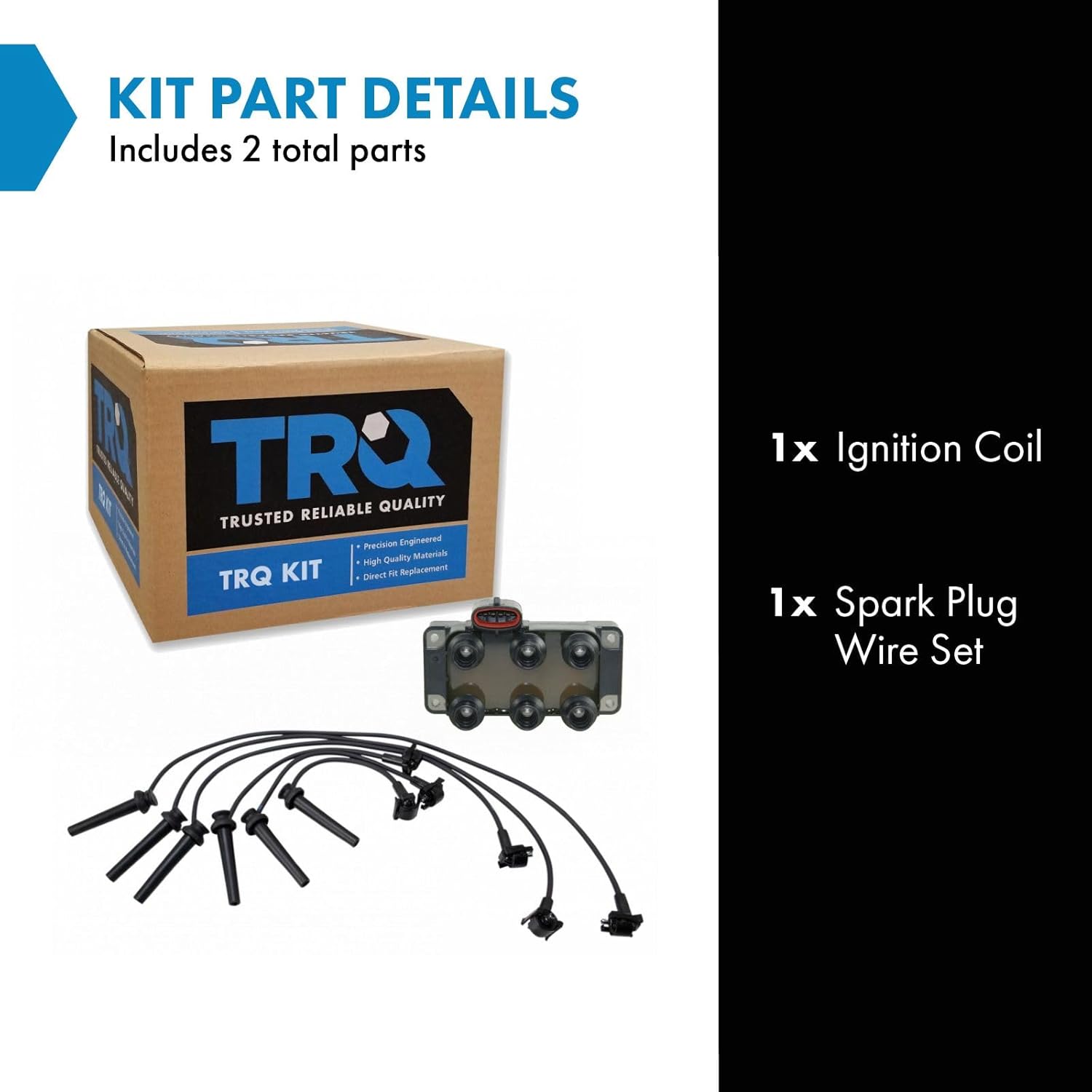 TRQ Ignition Coil Kit 2 Piece Compatible with 1996-1999 Ford Taurus 1996-1999 Mercury Sable