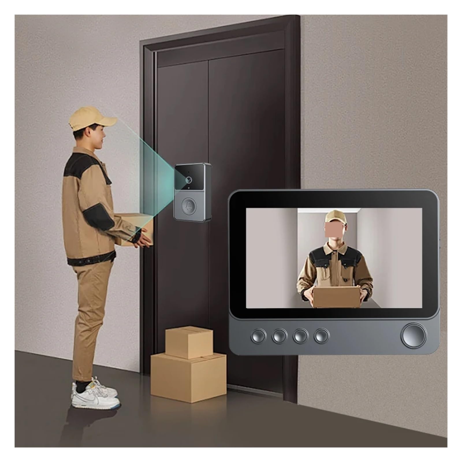 Interphone vidéo sans Fil 2,4 G avec écran IPS de,3 Pouces, système d'interphone bidirectionnel caméra et Moniteur Grand Angle