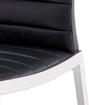 ZURI Modern Tryton Dining Chair - Black Leatherette with Polished Stainless Steel Base