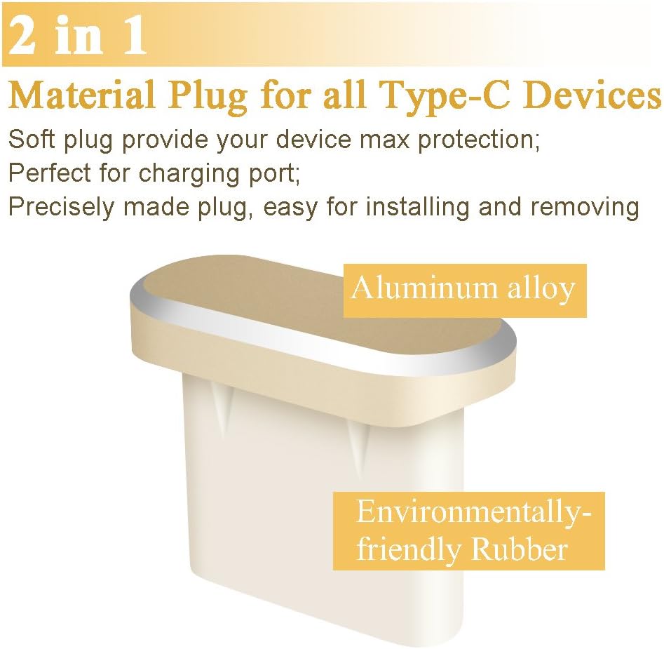 iMangoo Type C Anti Dust Plug Set, Type C Pluggy & 3.5mm Earphone Pluggy Protect USB-C Port Headphone Jack for Samsung Galaxy Note 10 Galaxy A71 5G A21 A20/30 A11 A31 A51 MOTO G Stylus Power Gold