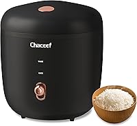 CHACEEF 2-Cup Mini Rice Cooker 1.2L Small Portable - One Touch Cook White Brown Rice Oatmeal with Keep Warm Non-Stick Pot