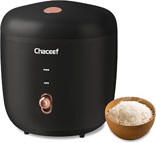 CHACEEF 2-Cup Mini Rice Cooker 1.2L Small Portable - One Touch Cook White Brown Rice Oatmeal with Keep Warm Non-Stick Pot