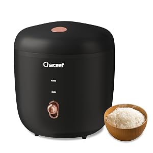 CHACEEF Mini Rice Cooker 2 Cups Uncooked 1 2L Rice Cooker Small with Non-stick Pot Portable Travel Rice