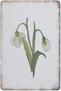 Snowdrop Watercolor Birth Month Flower Metal Sign 12×8 Inches - Rust Free Aluminum, Weather Resistant, Pre-Drilled Holes, Home Kitchen Restaurant Cafe Bars Minimalist Floral Wall Decor Sign